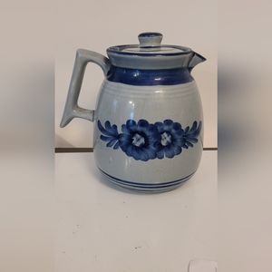 Farmhouse Vintage Hand Painted Pottery Pitcher Or Jug